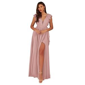 Azazie Aruba Blush Pink Maxi Dress Sz 10
